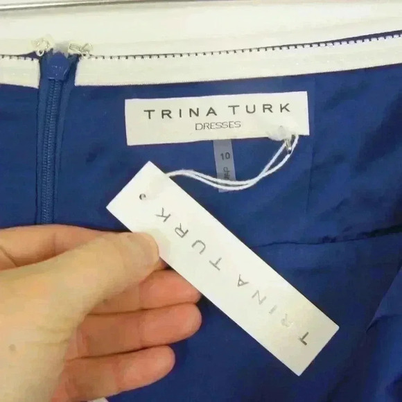 NWT Trina Turk Silk Blue Green Colorblock Halter Neck Summer Dress - Picture 5 of 5